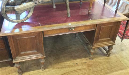 Oak leather topped desk